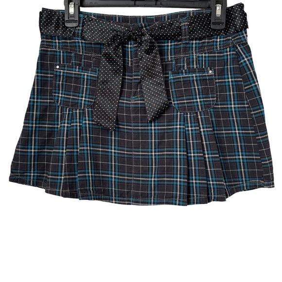 Y2K Girls’ Plaid School Girl Academia Grunge Skirt with Polka Dot Sash Size 16 - Picture 1 of 12